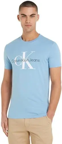 Produktbild: Calvin Klein Jeans Herren T-Shirt Kurzarm Rundhalsausschnitt, Blau (Dusk Blue), XL