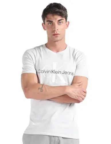 Produktbild: Calvin Klein Jeans Herren T-Shirt Kurzarm Rundhalsausschnitt, Grau (Lunar Rock), S