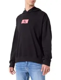 Produktbild: Calvin Klein L/S Hoodie Heavyweight Sweatshirts, Herren, Schwarz (Black W/Calypso Coral), XL