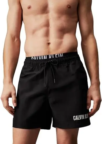 Produktbild: Calvin Klein Herren Badehose Medium Double Wb Lang, Schwarz (Pvh Black), M
