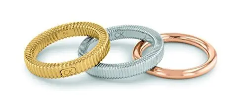 Produktbild: Calvin Klein Set aus 3 Ringen für Damen Kollektion PLAYFUL REPETITION aus Edelstahl, Gelbgold und Roségold - 35000027D