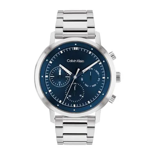 Produktbild: Calvin Klein Multi Zifferblatt Quarz Uhr für Herren Kollektion Gauge mit Silbernes Edelstahlarmband - 25200063