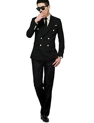 Produktbild: CALVINSUIT Herren 2-teiliges Anzug Zweireiher Partyjacke Hose Set