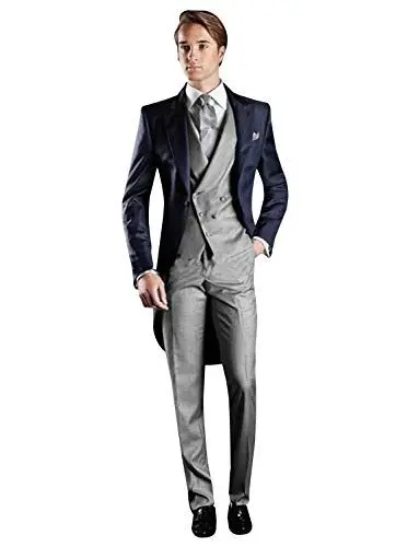 Produktbild: CALVINSUIT Herren 3 Stücke Langen Frack Anzug Hochzeitsanzüge Bräutigam Smoking