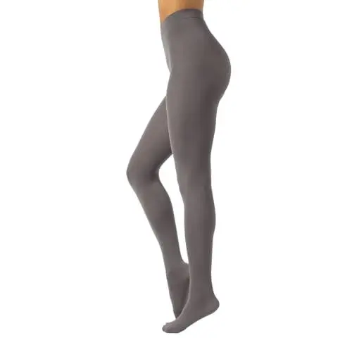 Produktbild: CALZITALY Blickdichte Weiche Strumpfhosen aus Mikrofaser | Bunte Strumpfhose Damen | S, M, L, XL, XXL, 3XL 4XL | 80 DEN | Made in Italy (XL, Grey)