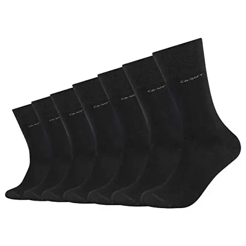 Produktbild: Camano Unisex CA-Soft Regular Socken 7er Pack Damen Herren Gesundheitssocken ohne Gummi 35-38 39-42 43-46 Schwarz Grau Blau, Größe:43-46, Farbe:Black (9999)
