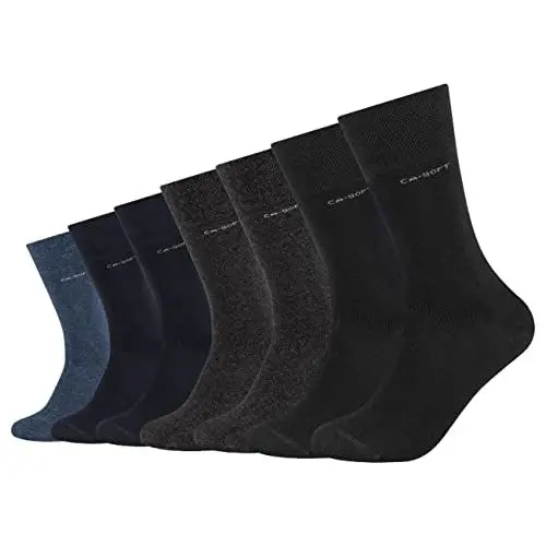 Produktbild: Camano Unisex CA-Soft Regular Socken 7er Pack Damen Herren Gesundheitssocken ohne Gummi 35-38 39-42 43-46 Schwarz Grau Blau, Größe:43-46, Farbe:Anthracite Mix (9803)