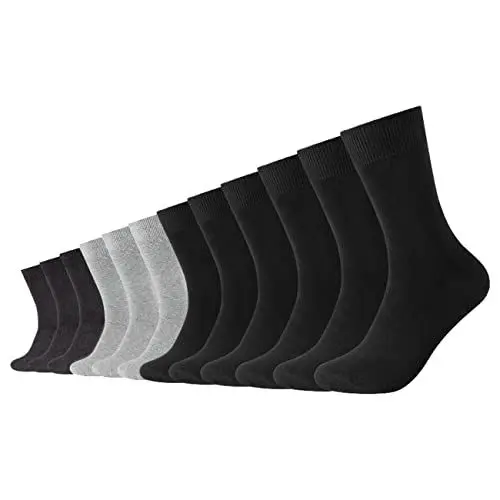 Produktbild: Camano Unisex Socken Comfort Cotton Crew 12er Pack 35-38 39-42 43-46 Schwarz Grau Blau, Größe:39-42, Farbe:Black Mix (9997)
