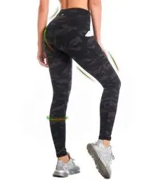 Produktbild: CAMBIVO Leggings Damen High Waist Camouflage, Golfhosen Sport Leggins Damen Lang mit Handytasche, Sporthose Yogahose Atmungsaktiv & Blickdicht für Fitness, Yoga, Training, Casual