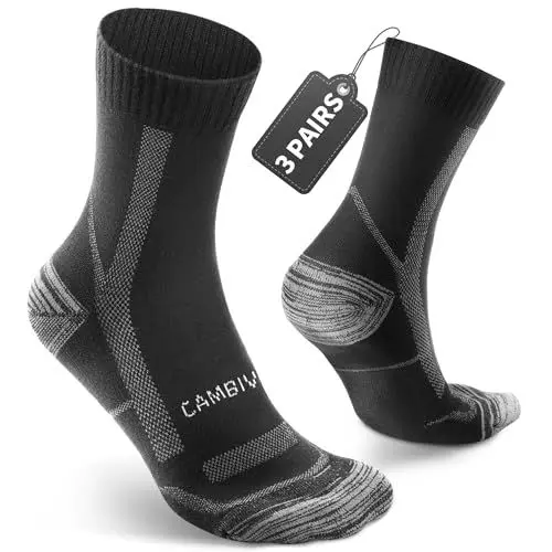 Produktbild: CAMBIVO Sportsocken Herren 43-46, Merino Wandersocken 3 Paar, Leichte Outdoor & Trekking-Socken, Gepolstert, Anti-Blasen, Schweißableitend, Wollsocken Sneakersocken Funktionssocken