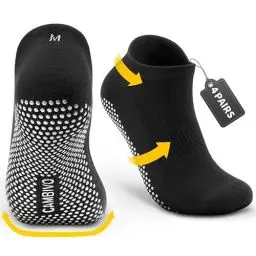 Produktbild: CAMBIVO Yoga Socken Damen und Herren (4 Paar), Pilates Socken Rutschfest, Yogasocken mit Silikon Anti-Rutsch-Punkte, für Yoga, Pilates, Barre, Krankhaus, zu Hause, Tanz, Trampolin