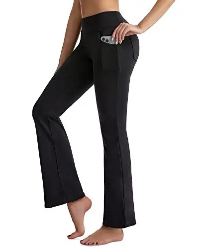 Produktbild: CAMBIVO Yogahose Damen Lang, Schlaghose Damen Jazzpants, Bootcut Jogginghose Freizeithose Sporthose Straight Bein mit Taschen für Yoga, Fitness, Casual