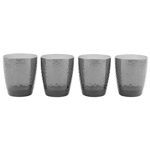 Produktbild: Cambridge CM07650GEU7 Fete 4-teilige Trinkgläser, Robust BPA-freie Kunststoffbecher, Grau Diamanteffekt für Speisen, Picknicks im Freien/Garten, einfache Reinigung für Kinder, Ferienhäuser, Camping