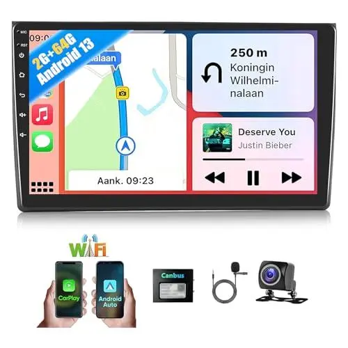 Produktbild: CAMECHO 2+64G Android 13 Autoradio für Audi A4 S4 RS4 8E B6 B7 2000-2009 mit Carplay Android Auto, 9 Zoll Bildschirm Doppel Din mit Navi Bluetooth WiFi HiFi FM +AHD Rückfahrkamera