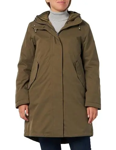 Produktbild: camel active Damen Langer Texxactive Mantel In Baumwolloptik COAT, Dunkelgrün, 38 EU