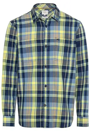 Produktbild: camel active Herren Kariertes Hemd aus Reiner Baumwolle Blau-Gelb, Menswear-L