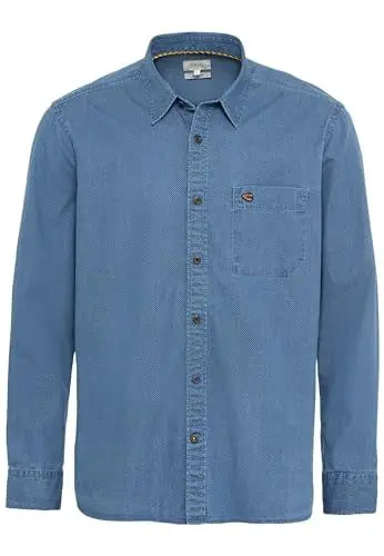 Produktbild: camel active Herren Langarm Hemd mit tonalem Minimalmuster Blau, menswear-3XL
