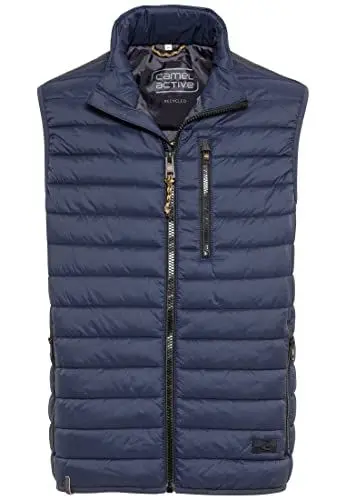 Produktbild: camel active Herren Steppweste - Schwarz, Dunkelblau, Braun - Wasserabweisend, Ärmellos, Leicht - Moderne Outdoor Weste - aus recyceltem Polyester Dunkelblau menswear-52