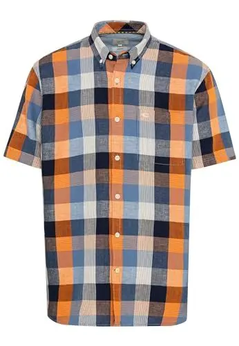 Produktbild: camel active - Herren Karohemd aus Leinenmix (409272-3S72), Größe:XXL, Farbe:blau (40)
