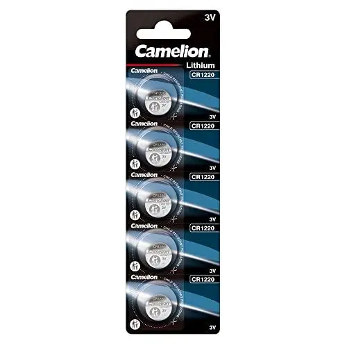 Produktbild: Camelion 13005122 - Lithium Knopfzellen-Batterie CR1220 mit 3 Volt, 5er Set, Kapazität 38 mAh, für verschiedenste Geräte- und Verbraucheranforderungen