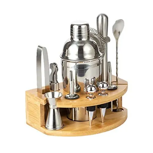 Produktbild: Camidy 12pcs Bartender Kit Cocktail Shaker Set with Bamboo Stand Martini Shaker Muddler Jigger Mixer Spoon Pourers