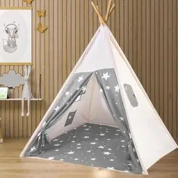 Produktbild: Camiraft Kinder Tipi Zelt,Sternen klassisches indisches Spielzelt für Kinder,Kinderzelte aus Baumwolle für Mädchen und Jungen mit Tragetasche,faltbares Spielhaus für drinnen oder draußen