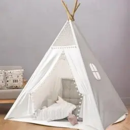 Produktbild: Camiraft Kinder Tipi Zelt,klassisches indisches Spielzelt für Kinder,Kinderzelte aus Baumwolle für Mädchen und Jungen mit Tragetasche,faltbares Spielhaus für drinnen oder draußen,Polyester