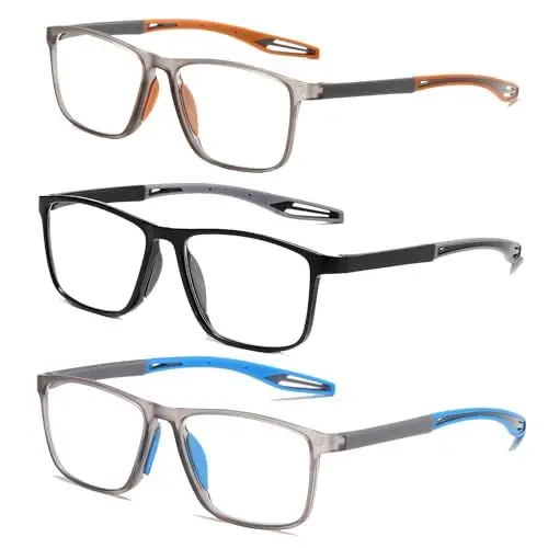 Produktbild: CAMKIDS Lesebrille Herren 3 Pack TR90 Sportstil Bequem und leicht Anti-Blaulicht Lesehilfen für Herren+2.0