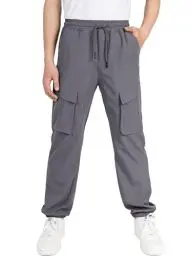 Produktbild: CAMLAKEE Kinder Cargohose Jogginghose Jungen Cargo Jogger Hose Jungs Leicht Wasserdicht Freizeithose mit Elastische Taille Grau DE:164 (Herstellergröße 170)