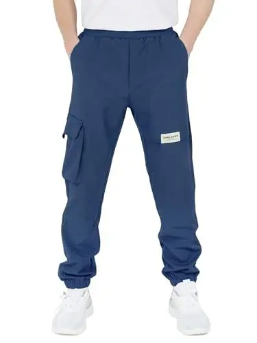Produktbild: CAMLAKEE Wasserdicht Outdoorhose Kinder Trekkinghose Jungen Wanderhose Softshellhose Cargo Jogger Jungs Hose mit Elastische Taille Navy DE:152-158 (Herstellergröße 160)