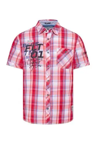 Produktbild: Camp David Herren Kurzarm-Karohemd mit Label-Applikationen Nautical Red, XXXL