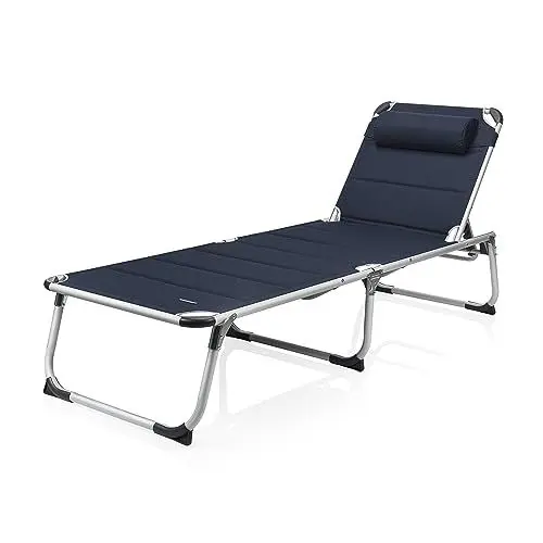 Produktbild: Campart BE-0637 Sonnenliege – 600D Polyesterbezug – faltbares Reisebett, Blau