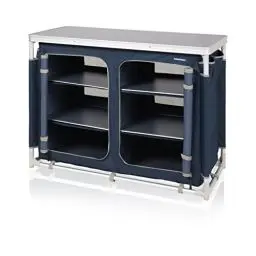 Produktbild: Campart Camping Küche Bilbao – 2 Fächer mit je 3 Ablagen – 4 Seitentaschen – 4 verstellbare Füße – Inklusive Tragetasche – Blau – KI-0411, Anthrazit
