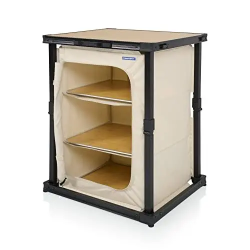 Produktbild: Campart Campingschrank Lyon – 3 Fächer – Innovative Falttechnik – Belastbar bis 30 kg – Beige – CU-0764