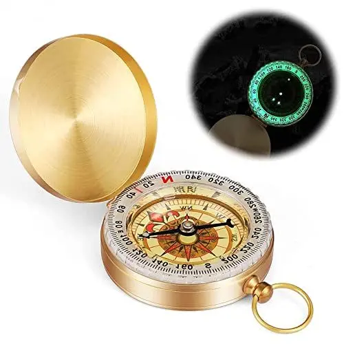 Produktbild: Camping Kompass Kompass Wasserdicht Kompass Outdoor Navigation kompass wandern Portable Wasserdicht Kompass mit Leuchtziffern Tragbarer Retro Kompass für Camping,Wandern und andere Kompass Outdoor