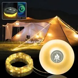 Produktbild: Camping Lichterkette Aufrollbar, 2 in 1 Verstaubare Camping Laterne Wasserdicht, Batterie/USB Wiederaufladbar Powerbank Campinglampe 10M Lichterkette Außenbereich for Camping Garden