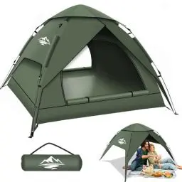 Produktbild: Camping Zelt, Automatisches 2 Personen Doppellagiges Camping Zelt Pop Up, Wasserdicht & Winddicht Campingzelt DREI Schicht Kuppelzelt, Große 3 Jahreszeiten Zelte für Trekking, Familien