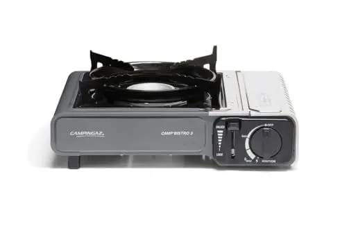Produktbild: Campingaz Camp'Bistro 3 Gaskocher, Campingkocher 1-flammig, 2.200 Watt Leistung, kompakter 1-Brenner Outdoor-Gaskartuschenkocher mit Tragekoffer, Schwarz