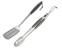 Produktbild: Campingaz Grillzubehör, Premium Grillbesteck Set aus Edelstahl, bestehend aus extra langer Grillzange und Grillspachtel/Pfannenwender für Gasgrill und Holzkohlegrill, spülmaschinenfest