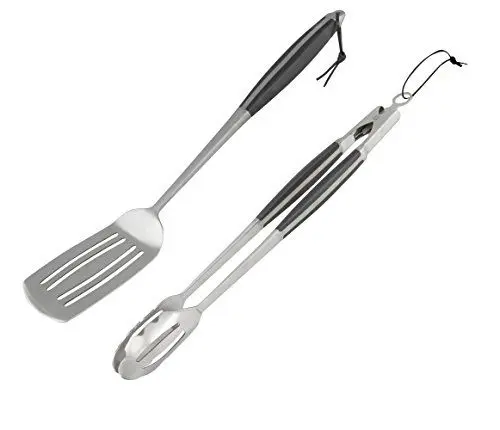 Produktbild: Campingaz Grillzubehör, Premium Grillbesteck Set aus Edelstahl, bestehend aus extra langer Grillzange und Grillspachtel/Pfannenwender für Gasgrill und Holzkohlegrill, spülmaschinenfest