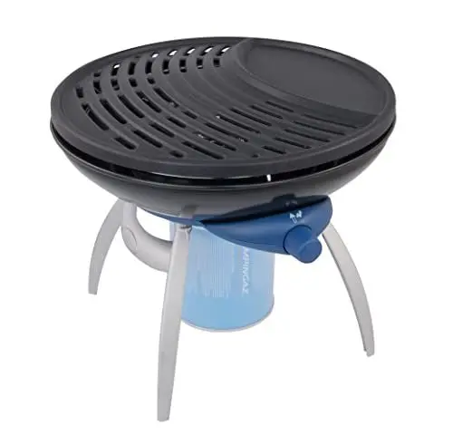 Produktbild: Campingaz Party Kleiner Grill für Camping, Festivals oder Picknick, mit flexiblen Kochmöglichkeiten, Gaskocher Antihaftbeschichteter Grillplatte und Topfträger, Blau, 2000037330