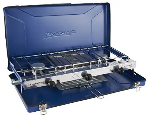 Produktbild: Campingaz Zweiflammkocher Camping Vario Fold, zum Kochen und Überbacken, klappbar, Art. 2000028967, blau