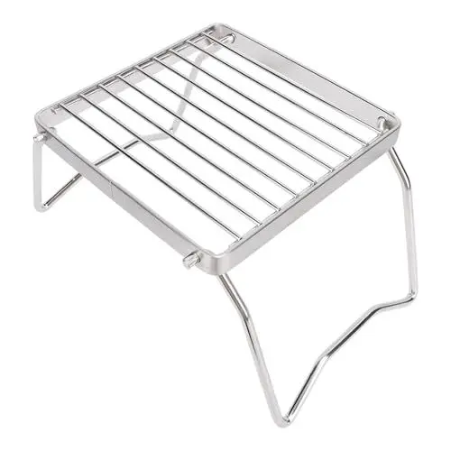 Produktbild: Campinggrill mit Klappbaren Beinen, Tragbarer Campingkocher-Grillständer aus Edelstahl, Lagerfeuerständer für Outdoor-Wanderungen
