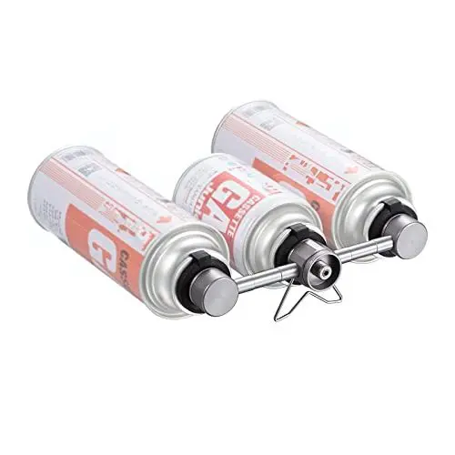 Produktbild: Campingmoon 3 Inlet Butan Gaskartuschen Adapter Campingkocher Ventilschraubkartusche Adapter (Sicherheitsständer), Einlass: Düse Typ Kanister, Auslass: EN417 Lindal Ventil