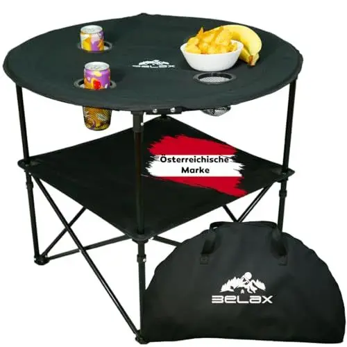 Produktbild: Campingtisch (Klappbar) mit Getränkehaltern, Festival, Camping, Outdoor, Angeltisch, leicht, stabil, Picknicktisch, Campingtisch faltbar, Klapptisch Camping, Aufbau in 30 Sekunden!