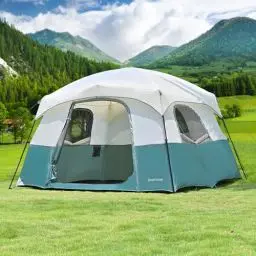 Produktbild: Campingzelt 4 Personen Familienzelte mit Regenschutz, Hüttenzelte, Musikfestivalzelt, Wander- und Backpackingzelte 4-6 Personen Kuppelzelte mit großen Mesh-Fenstern, wasserdicht, wetterfest