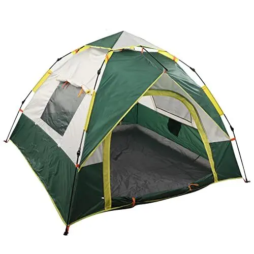 Produktbild: Pop-Up-Zelt, 2-4 Personen Familien-Campingzelt mit Zwei Fenstern und Türen, Wasserdicht, Winddicht, Leichtes Rucksackzelt, Einfacher Aufbau mit Tragetasche für Familienreisen, Gartenarbeit, Wandern