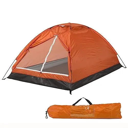 Produktbild: Campingzelt für 2 Personen, 4 Jahreszeiten, wasserdichtes und winddichtes Zelt, einfach aufzubauen, leicht, Garten, Sonnenschutz, Outdoor, Wandern, Orange