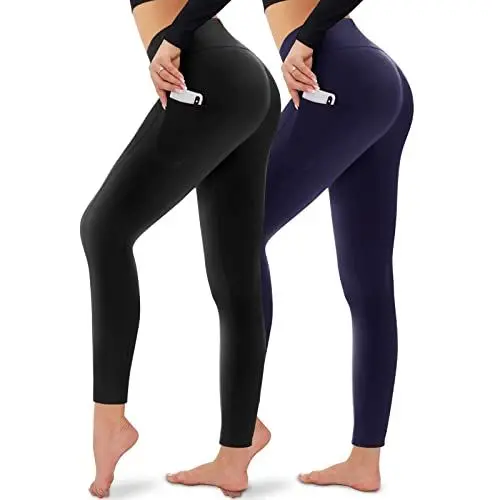 Produktbild: CAMPSNAIL 2er Pack Sport Leggings mit Taschen Damen High Waist-Yogahose Bauchweg Blickdicht Push Up Sporthose für Yoga Gym Sport