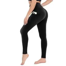 Produktbild: CAMPSNAIL Leggings Damen High Waist Blickdicht Leggins für Sport Yoga Gym (1er Pack- Schwarz-T,L-XL)